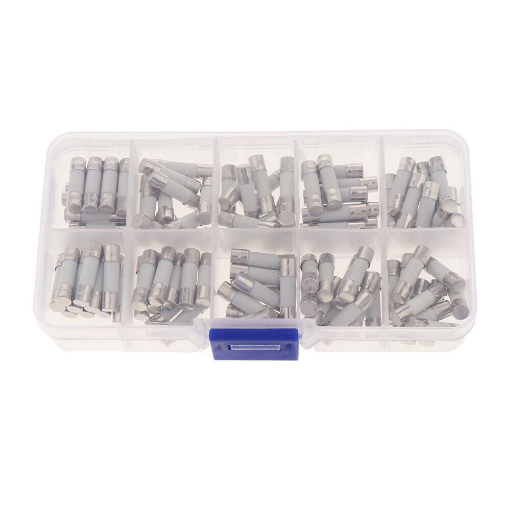 100 Pcs (5x20mm) 250V Fast Blow Glass Tube Fuse Kit 0.5A - 30A Fast-blow Kit