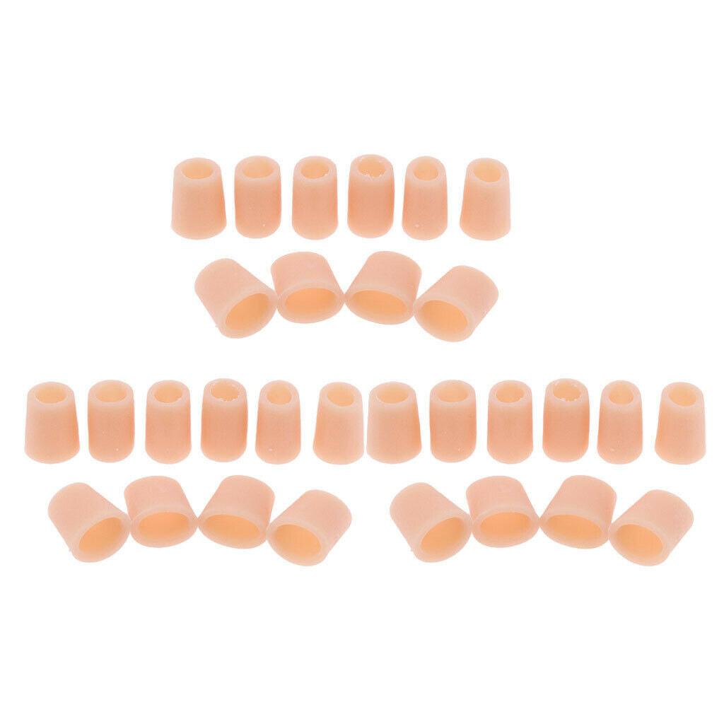 30x Silicone Toe Sleeves Caps Cushions Protector Separators for Corn Calluse