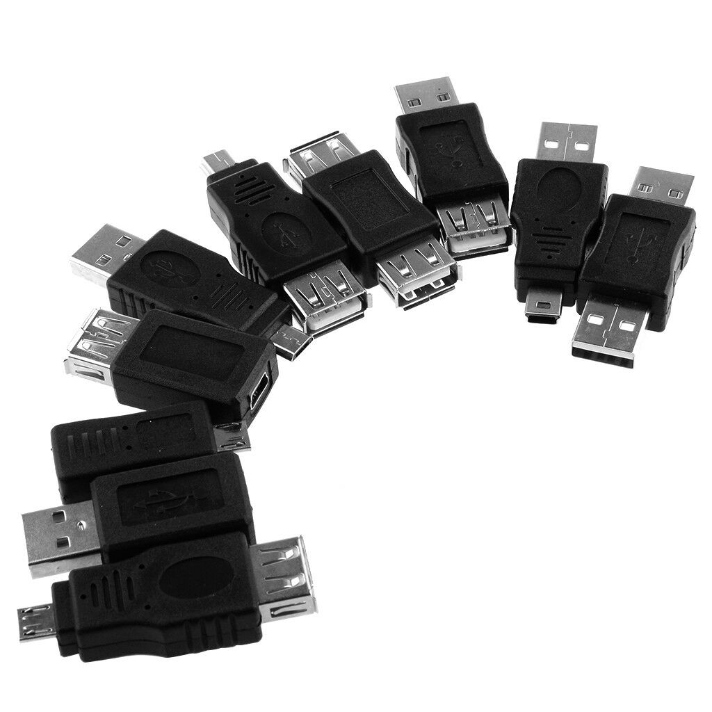 10 Pack USB 2.0 Female to USB Micro Female Adapter Converter for Computer