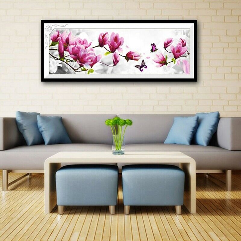 5D Embroidery Butterflies Magnolia Round Diamond Painting Cross Stitch Kits