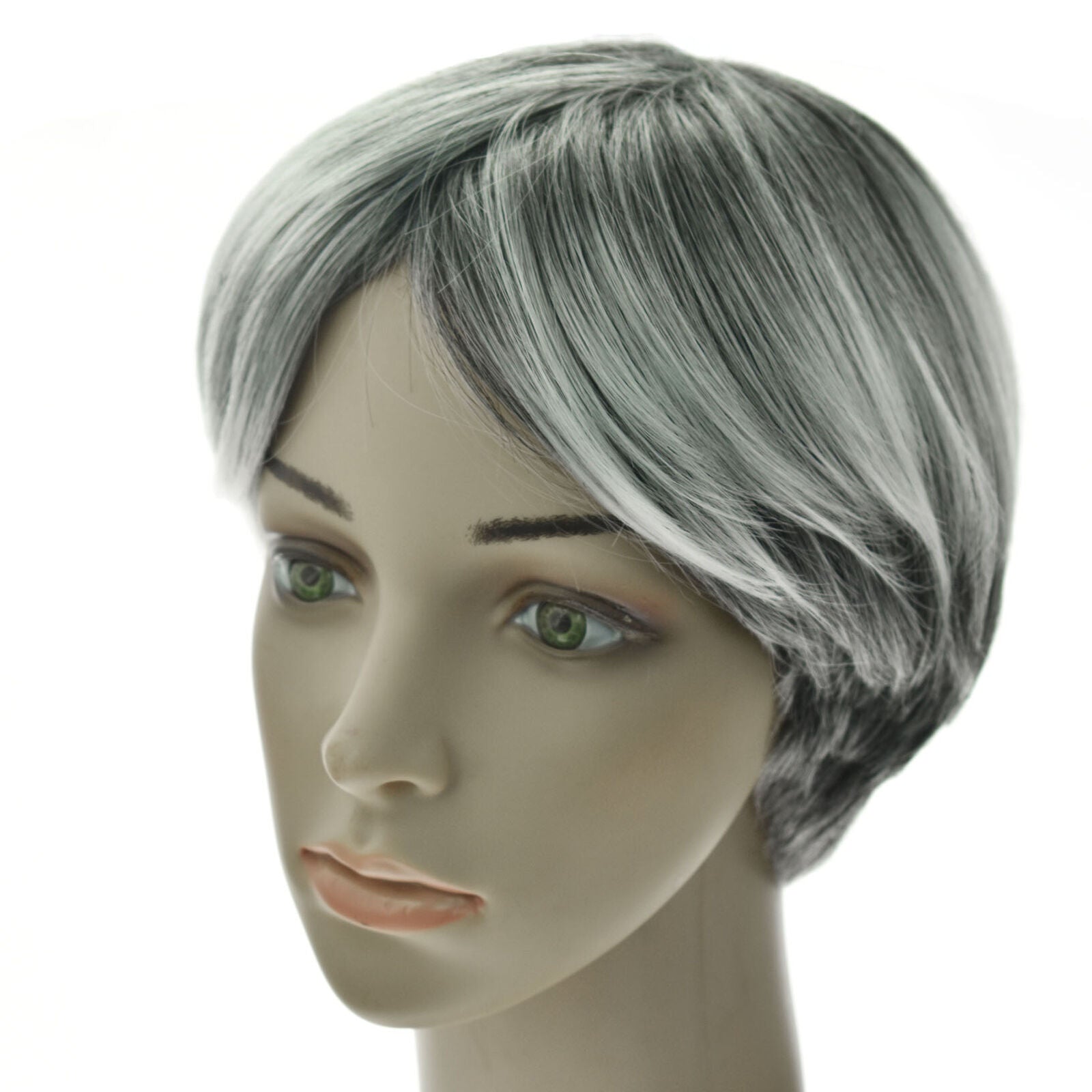 Ladies Wig Natural Short Light Gray Straight Hair Curly Fashion Wig For Human