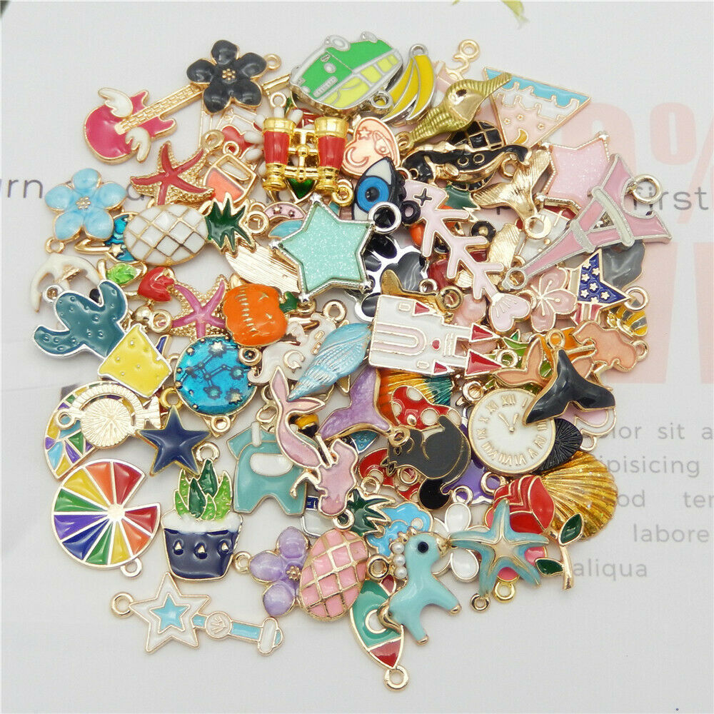 20pcs/pack Enamel Mixed Random Send Alloy Pendant Charms Jewelry DIY Accessories
