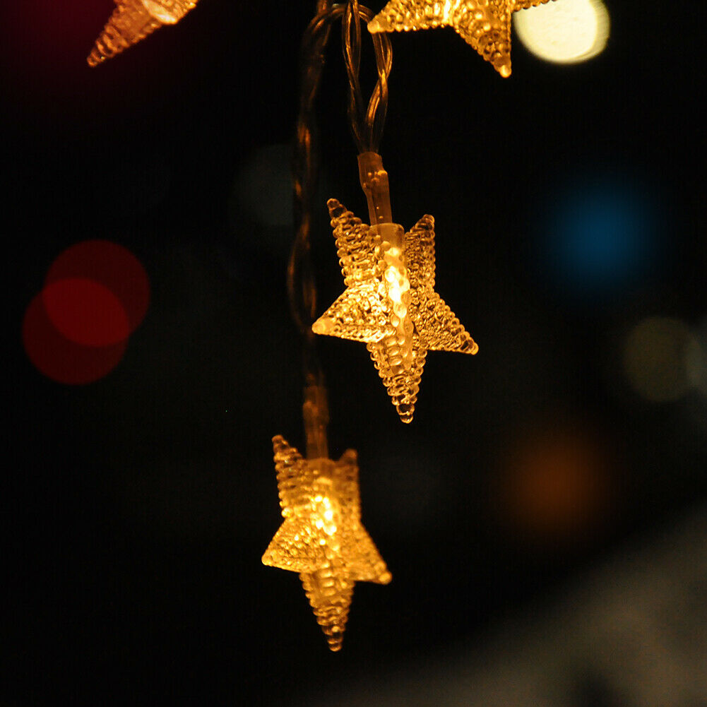 Fairy Lights String Garland Small Stars Battery Operated Christmas Party Decor