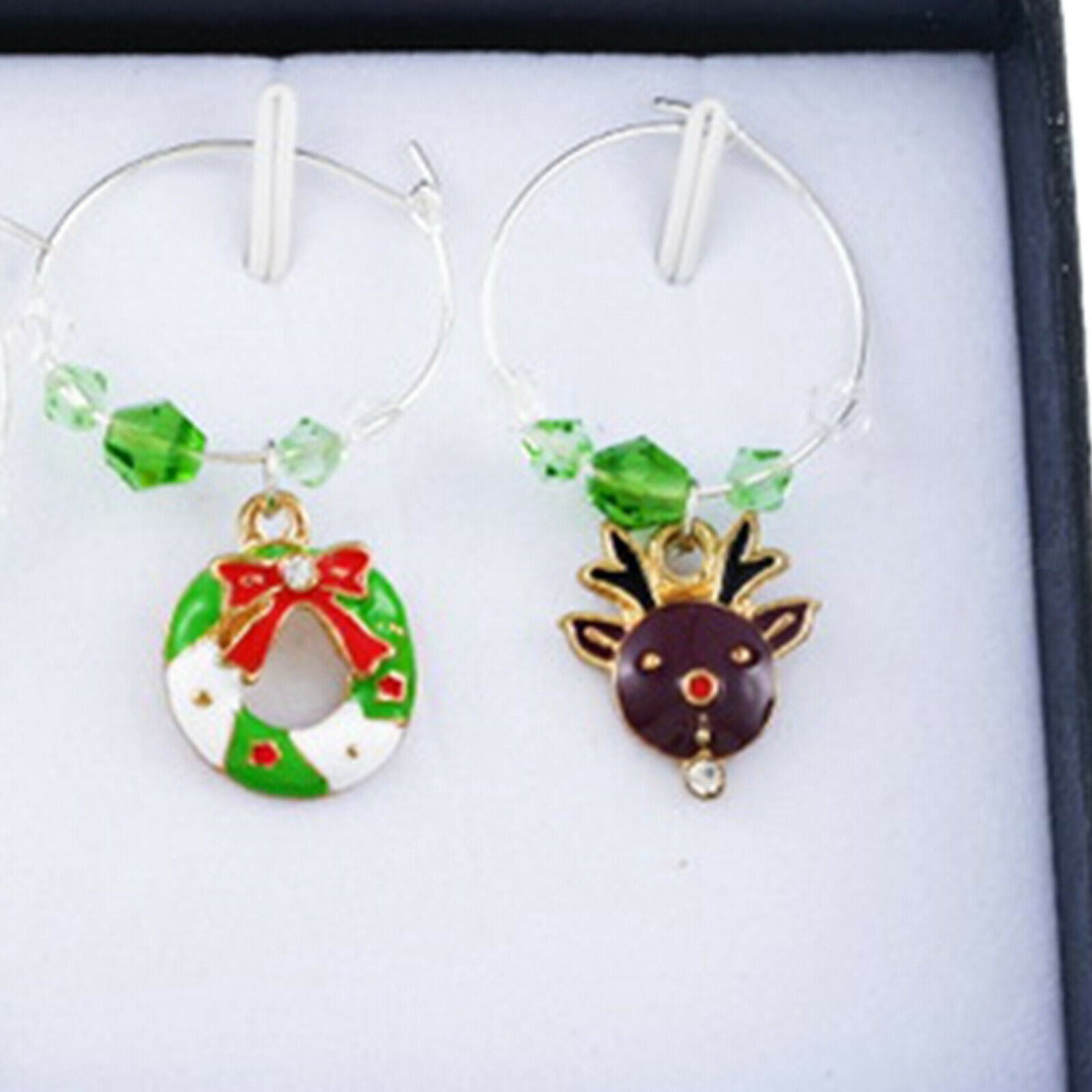 Crystal Christmas Wine Glass Charms Markers for Stem Glasses Party Favors