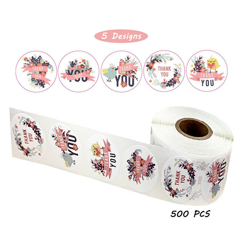500pcs/roll floral thank you stickers scrapbooking for package seal lab.l8