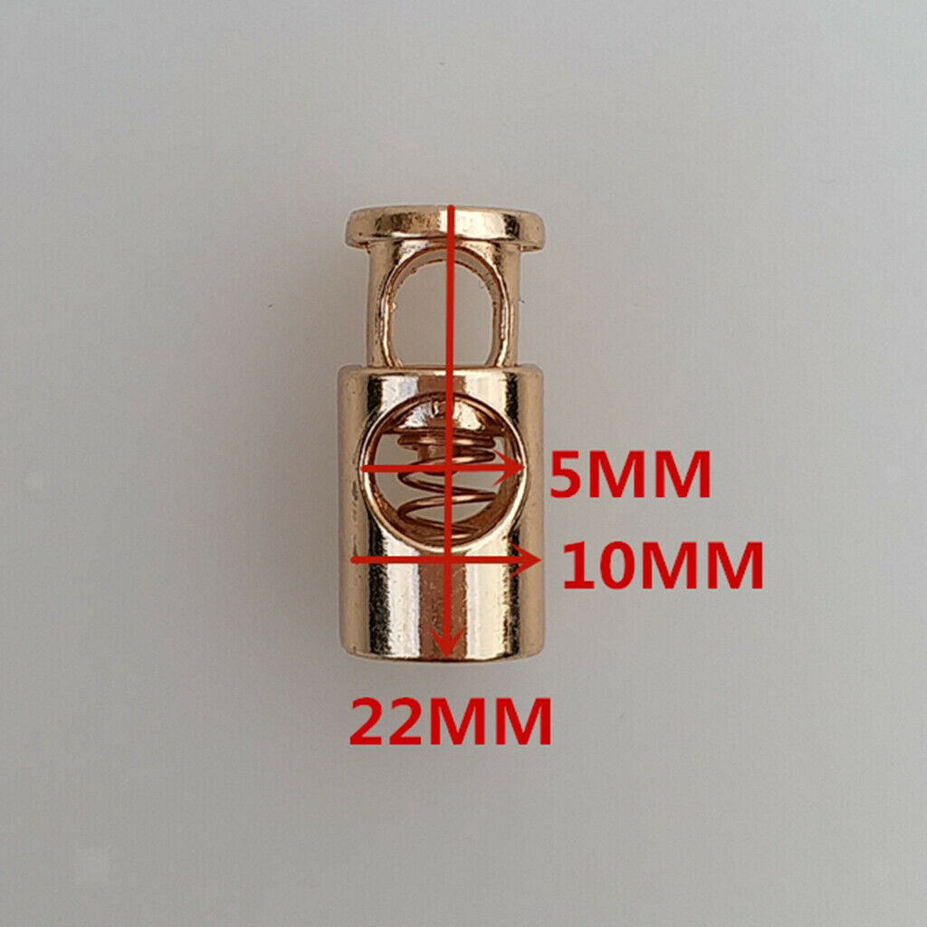 10 Pieces Cylinder String Cord Lock End Metal Spring Stop Toggle Stoppers