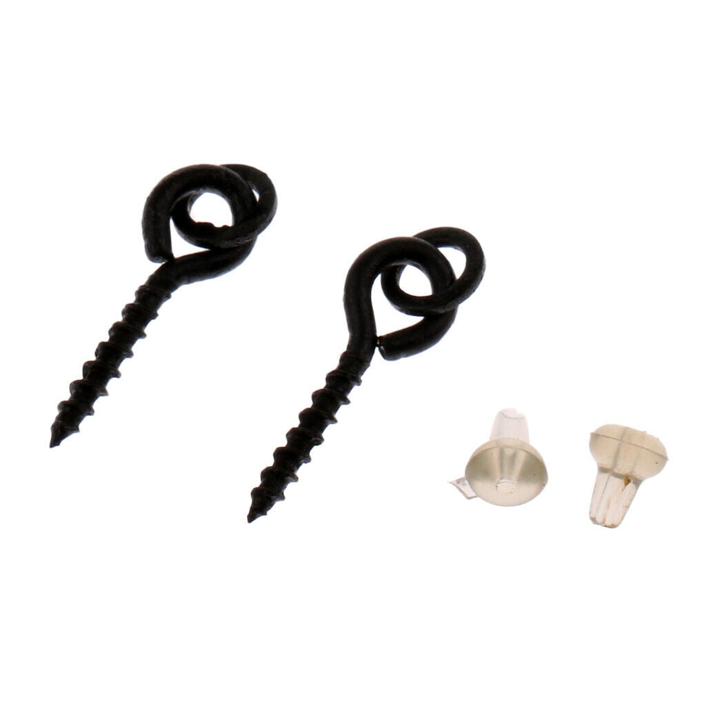 10Pcs 13mm Bait Screws with Oval Ring + 20Pcs Hook Stops Carp Fishing Tackle
