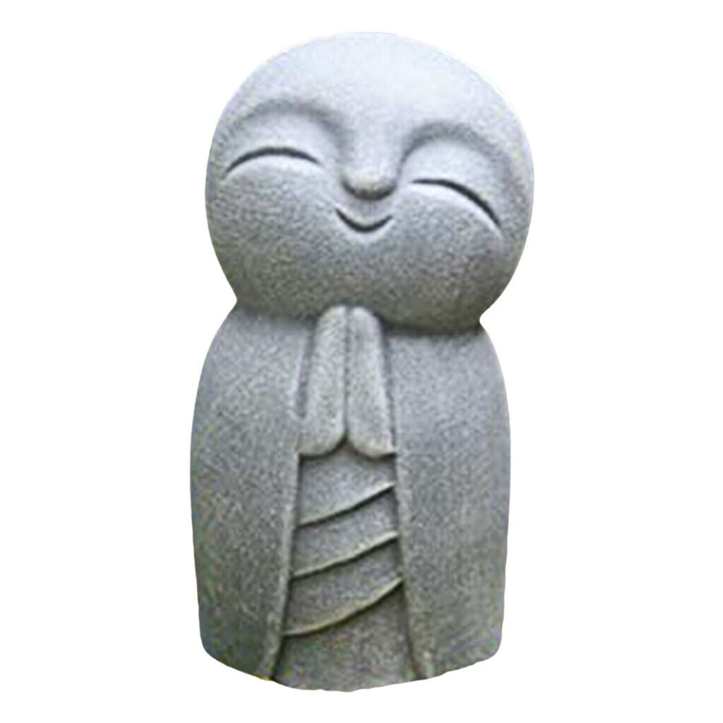Garden Namaste Praying Volcanic Jizo Japanese Buddha Lucky Statue