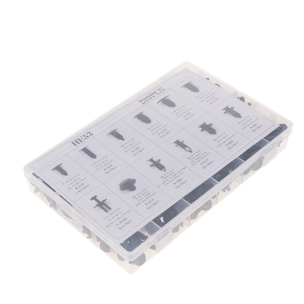 280 Pieces Universal Car Plastic Rivets Fastener Bumper Push Pin Clip HE53