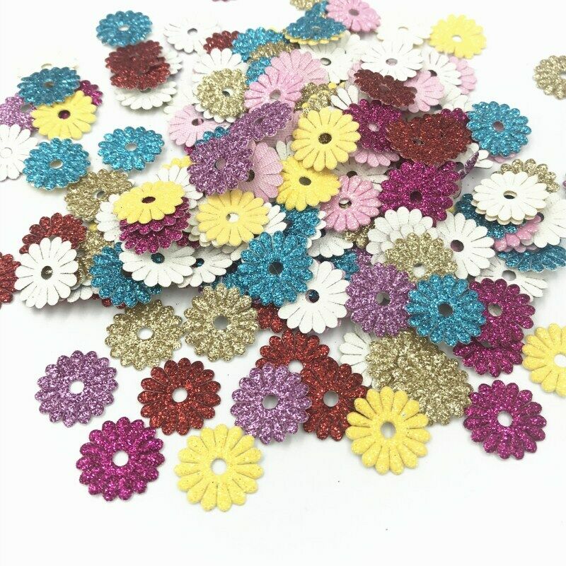 100pcs Sequins Daisy Mixed Felt Appliques Cardmaking crafts scrapbooking 18mm