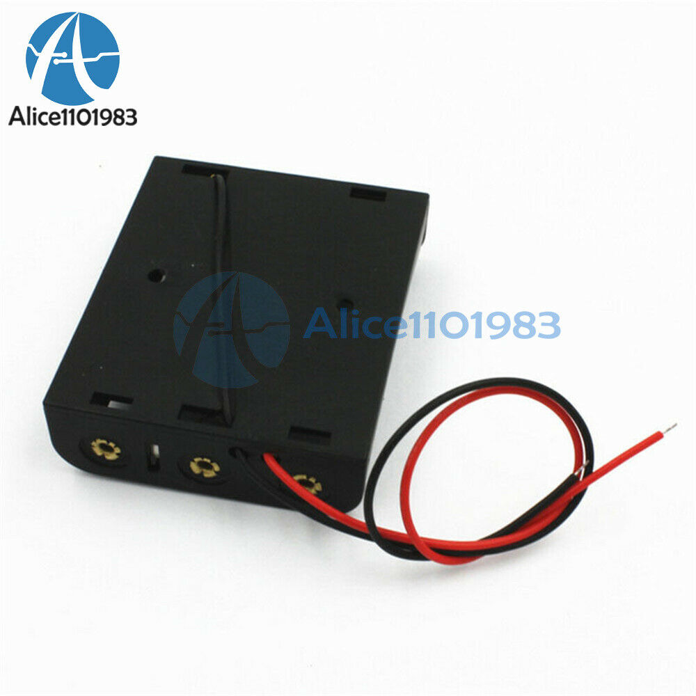 Plastic Battery Storage Case Box Holder For 3 X AA 3xAA 4.5V With wire leads