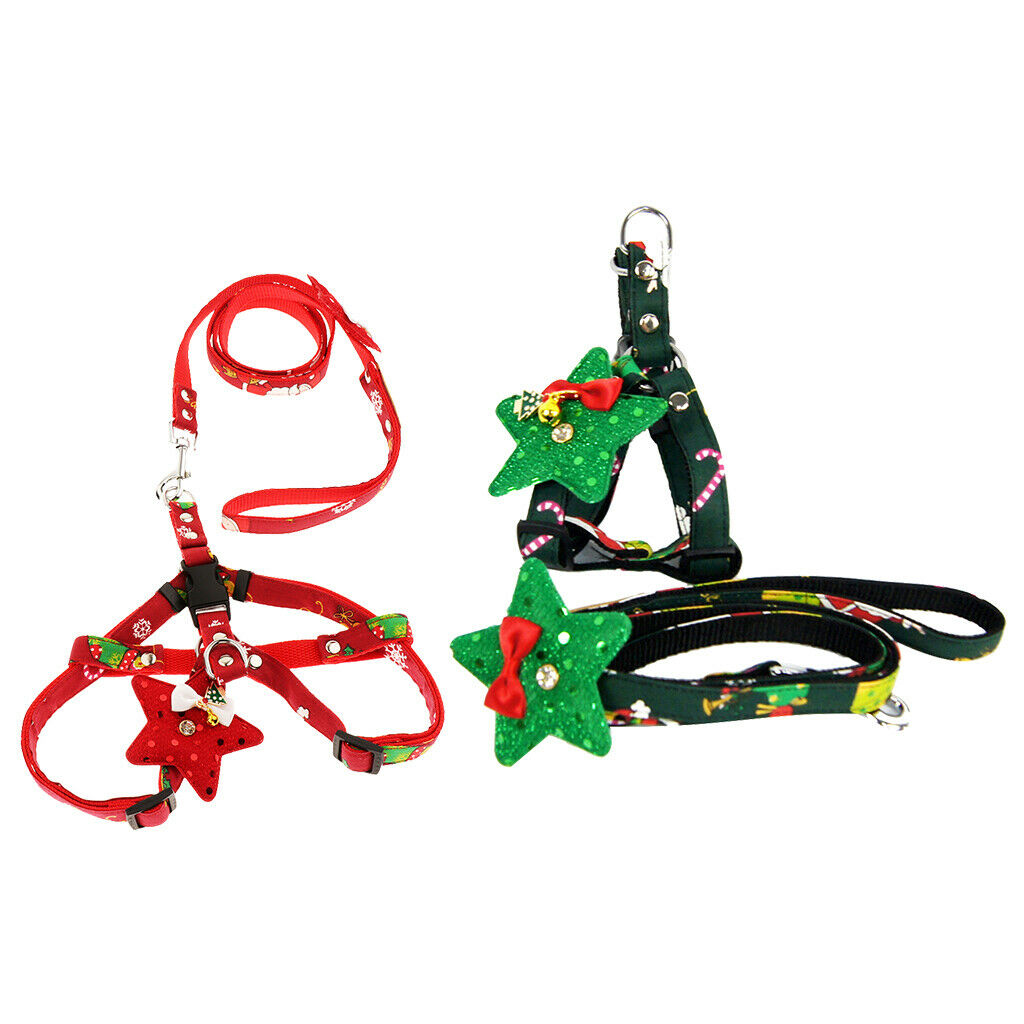 Christmas Dog Traction Pet Triangle Chest Strap Set Outdoor Walking Red