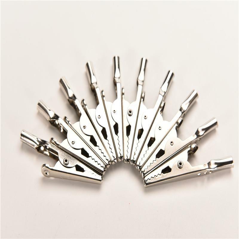 10X Stainless Steel Alligator Crocodile Clips Test Cable Lead  Screw Fi WF