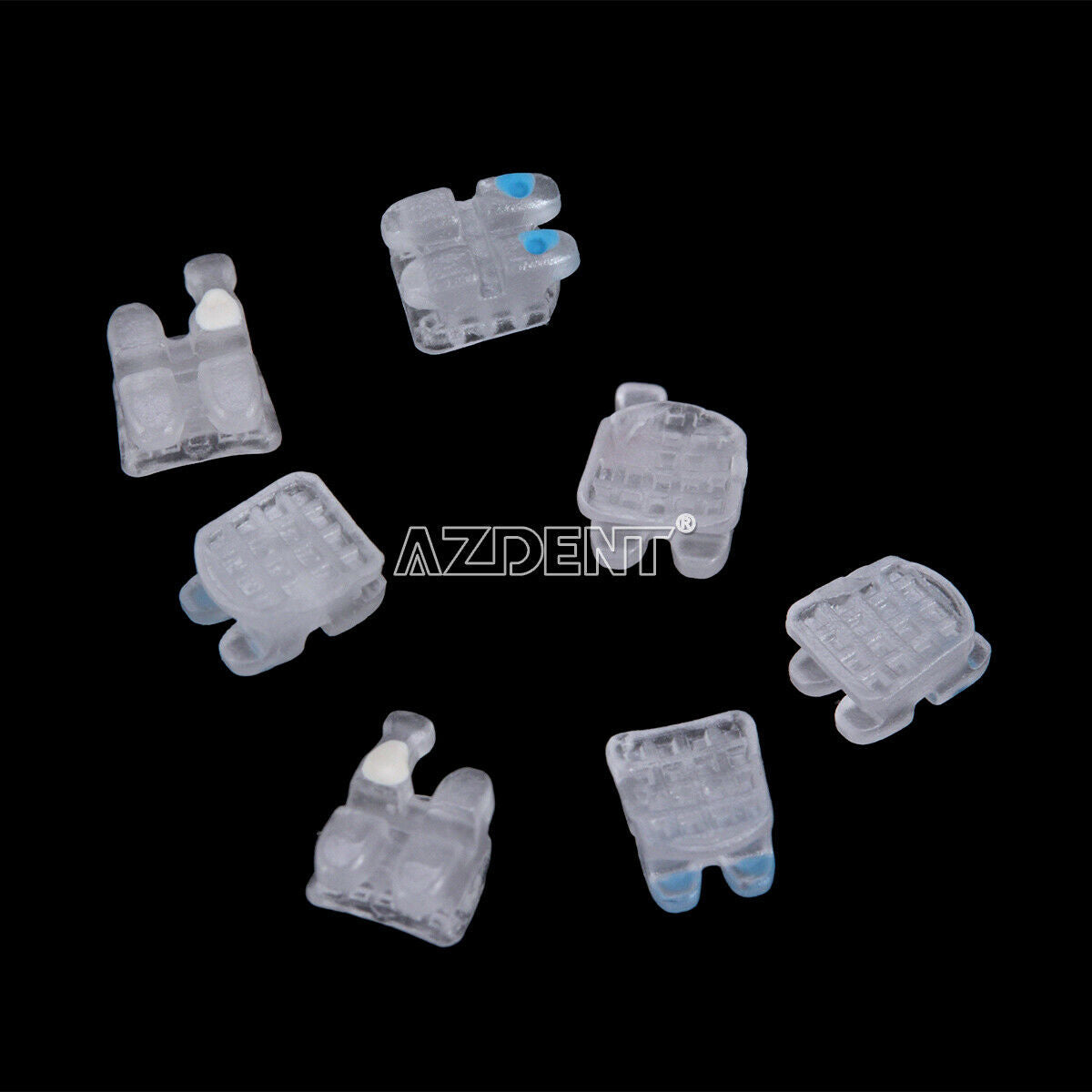 10packs AZDENT Dental Orthodontic Ceramic Brackets 5*5 Roth Slot.022 Hooks 3-4-5