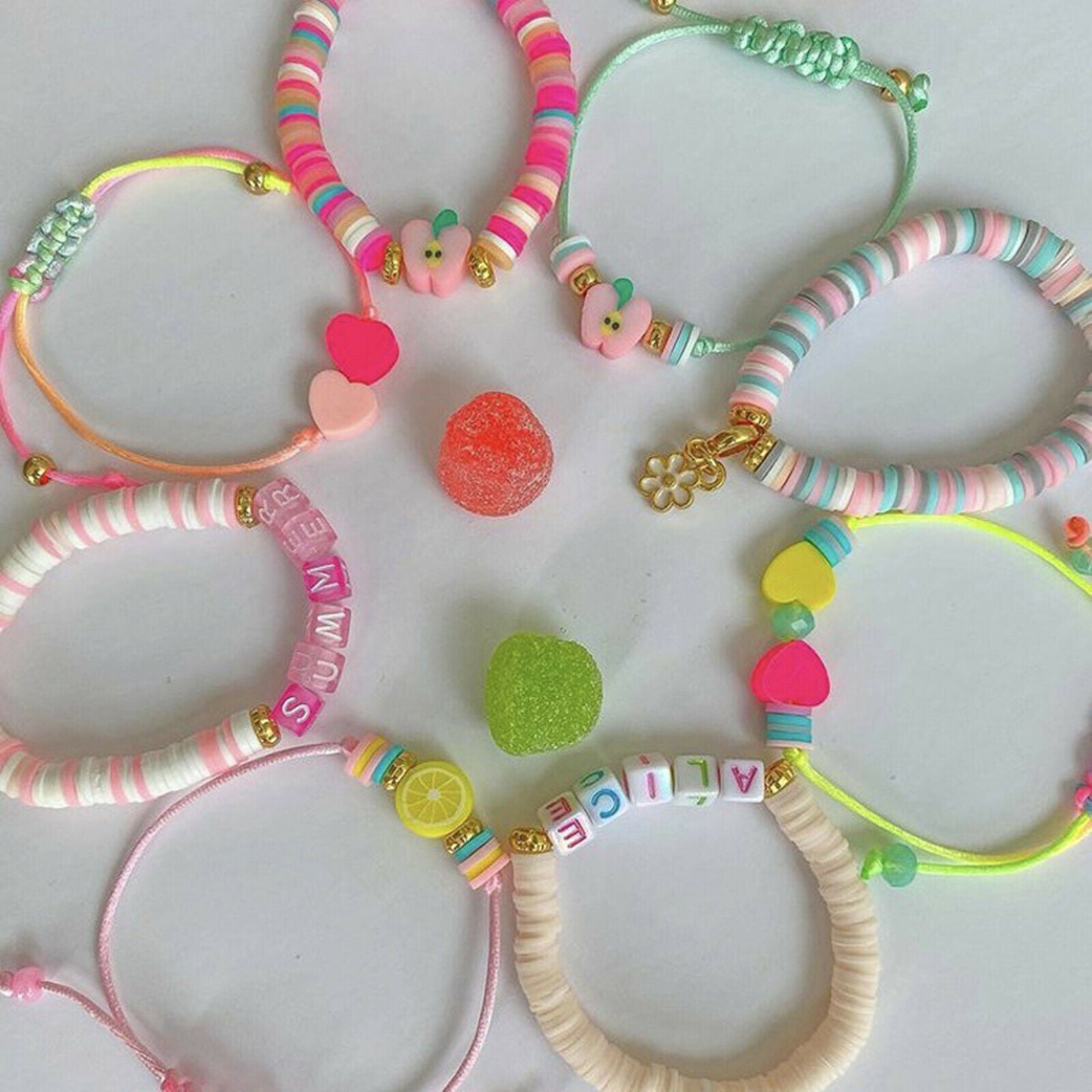 4800x Round Polymer Clay Beads Disc Beads DIY Jewelry Bracelet Sewing Craft