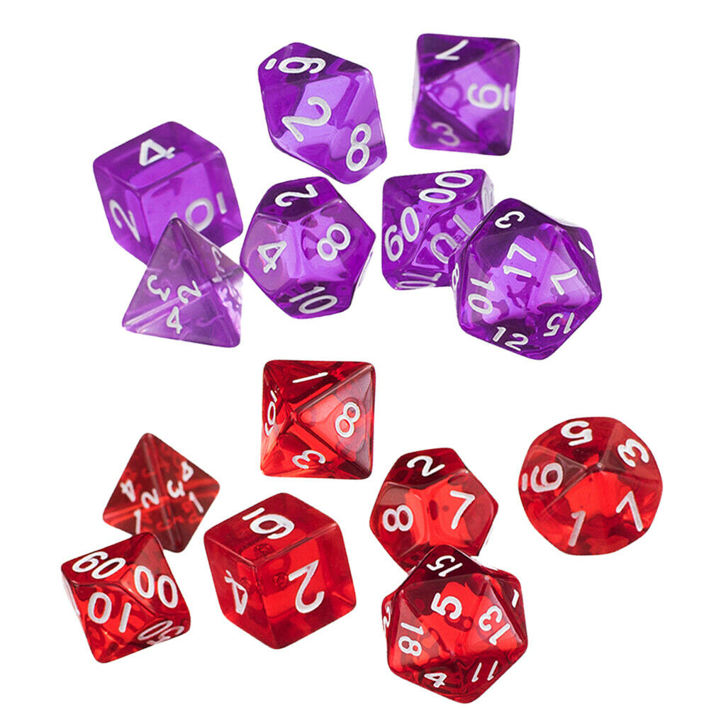 14pcs / Set Polyhedron Dice D4 D6 D8 D10 D12 D20 D20 for D&D RPG Red