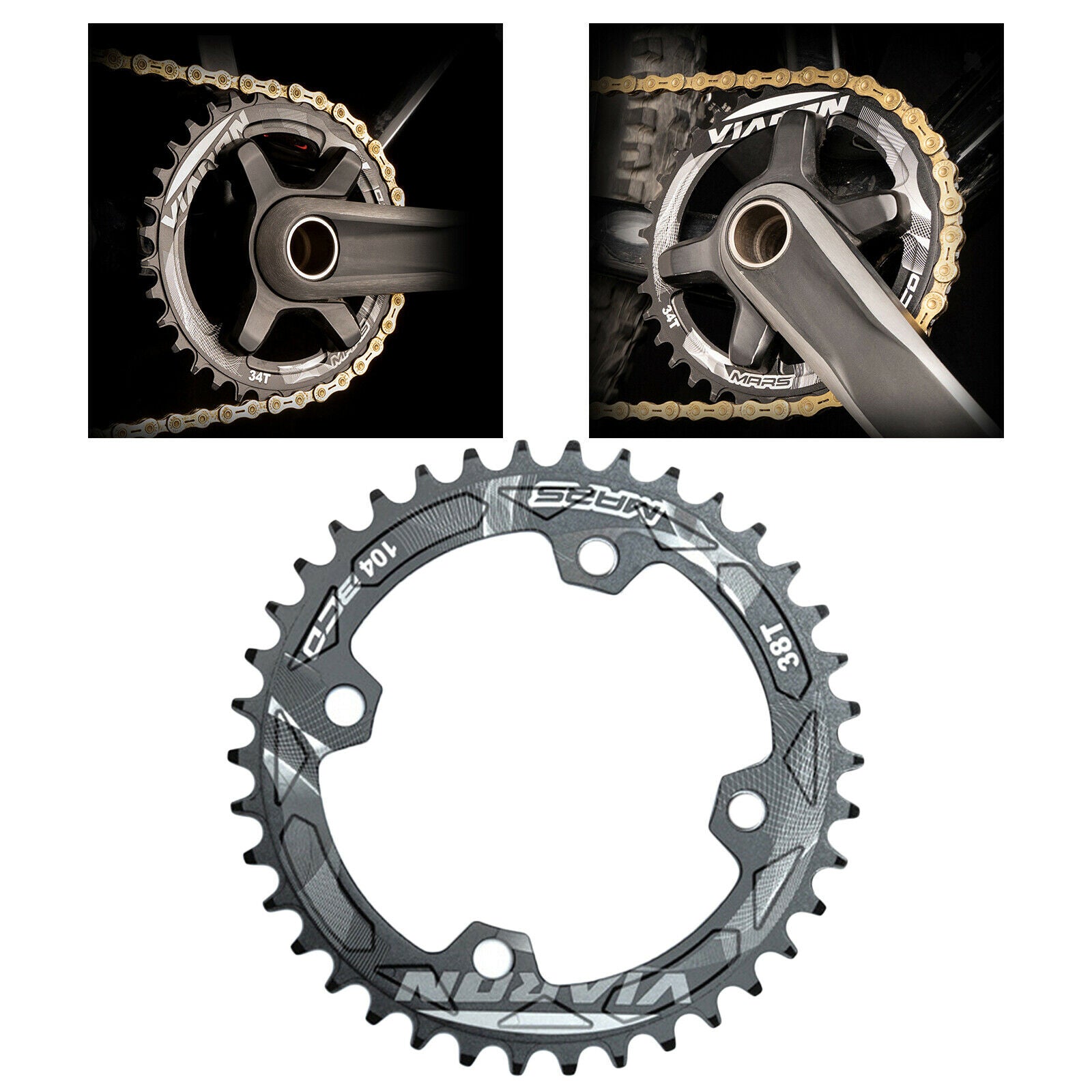Bike Chainring Bicycle BCD104 Chain Ring Chain Wheel Chainwheel Black 38T
