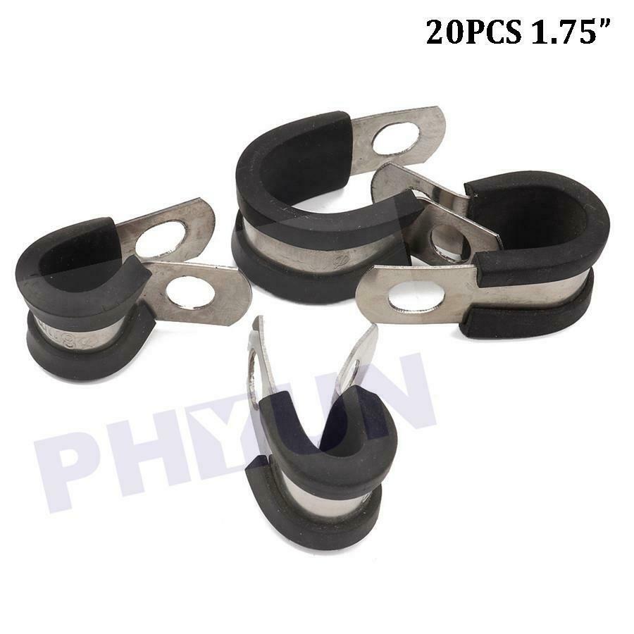 20PC 1.75" Cable Clamp Rubber Cushioned Insulated Clamp Metal Clamp Tube Holder
