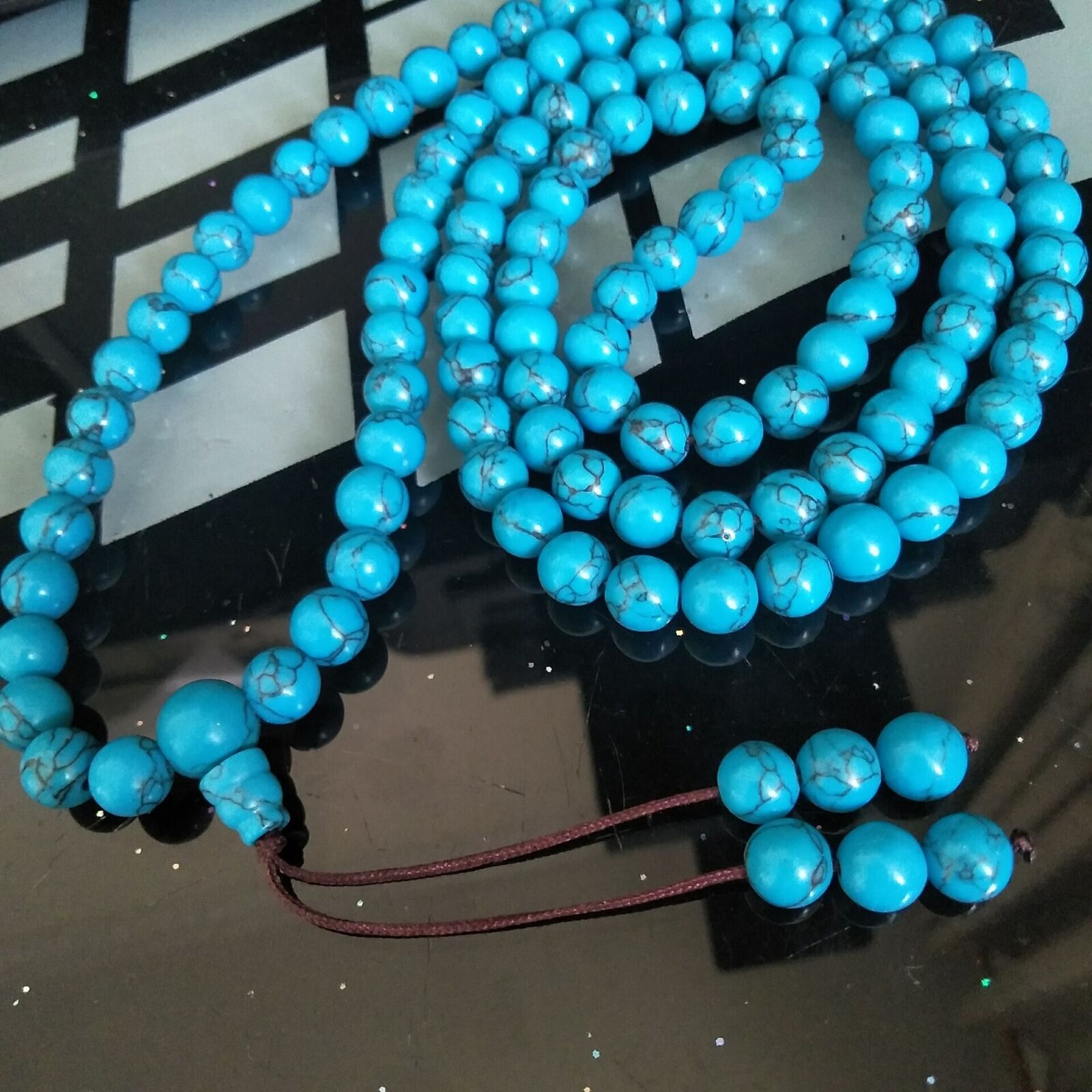 8mm Natural Howlite Turquoise Bracelet Tibet Buddhist 108 Prayer Beads Mala