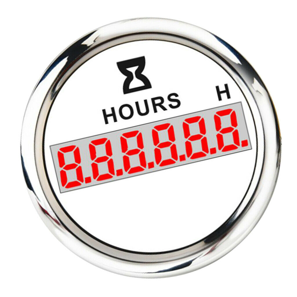 Marine Boat Parts Digital Hour Meter 52mm Round Gauge Waterproof White