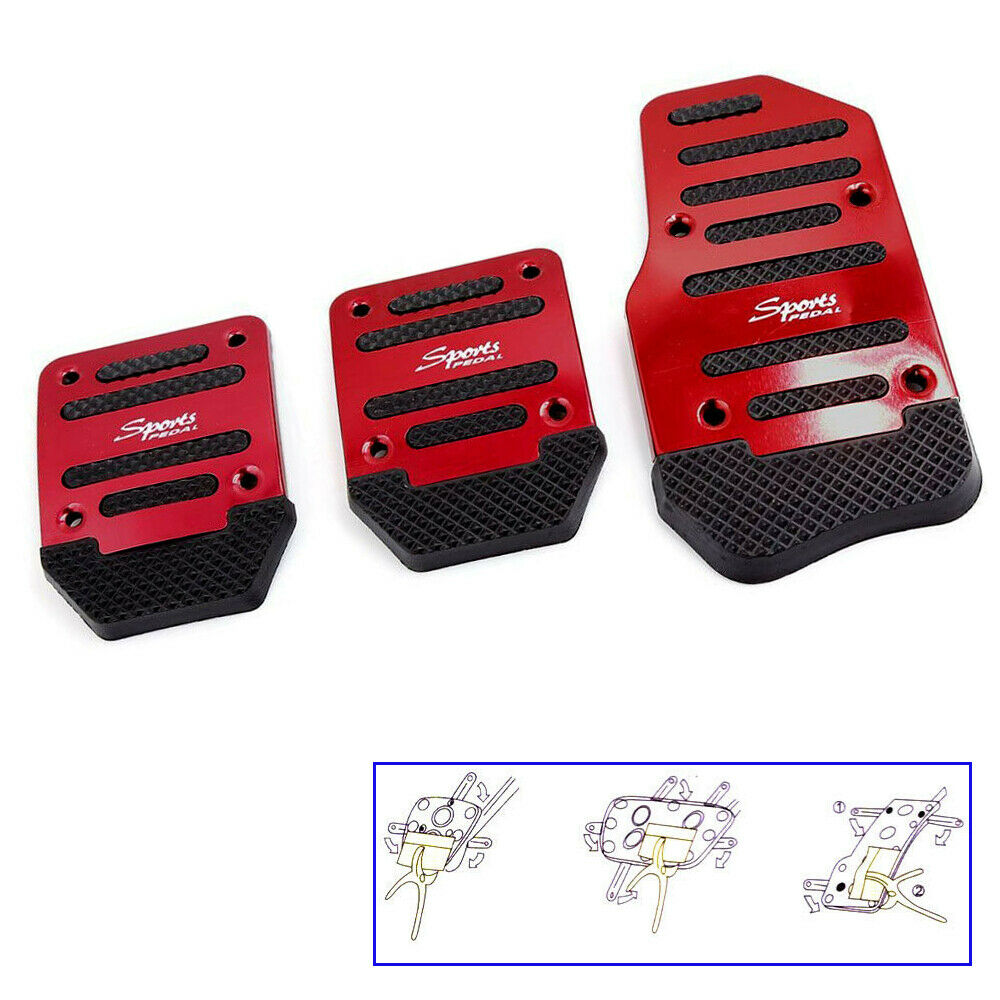 1 Set Red Universal Pedals Pad Cover Car Interior Decor Car Accessories Durable