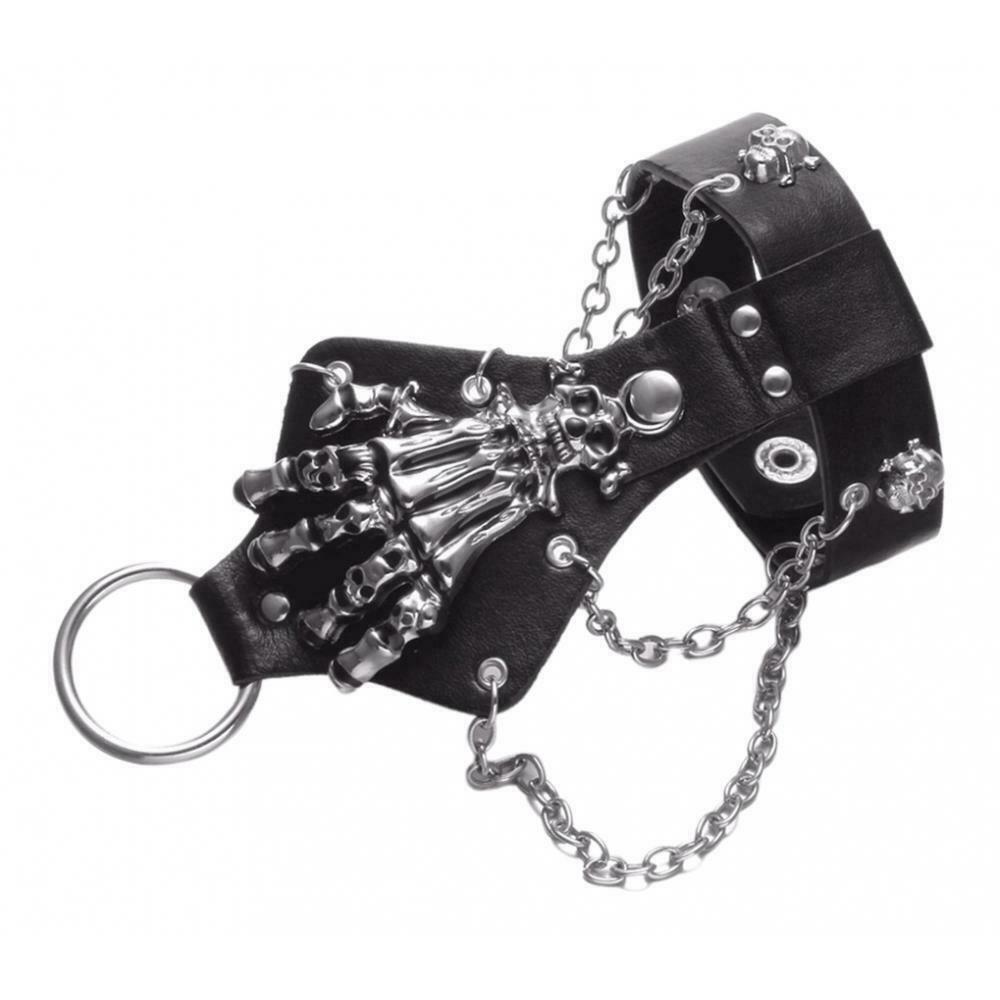 Punk Rock PU Lerather Bracelets Hand Glove Halloween Gothic Jewelry Gifts