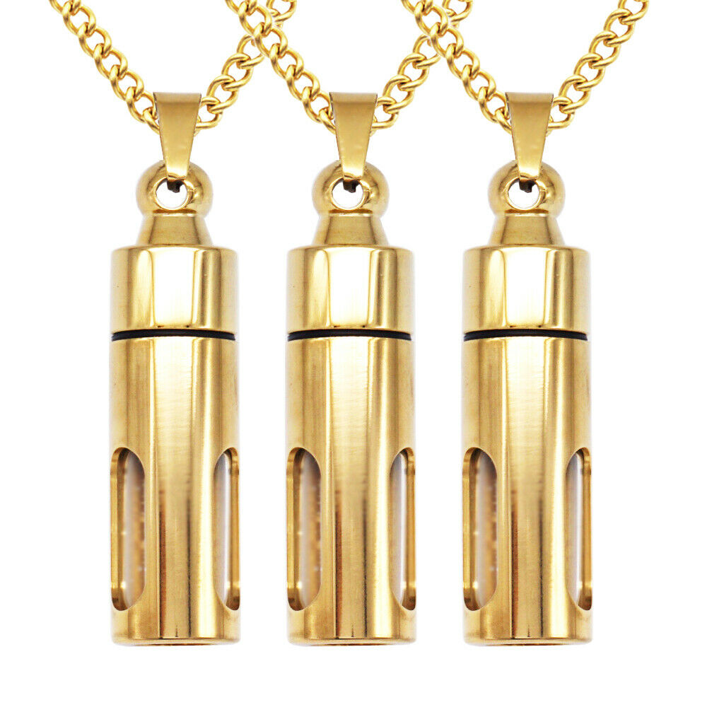 3x Openable Cylinder Tube Necklace Chain Pet Urn Keepsake Memorial Jewelry