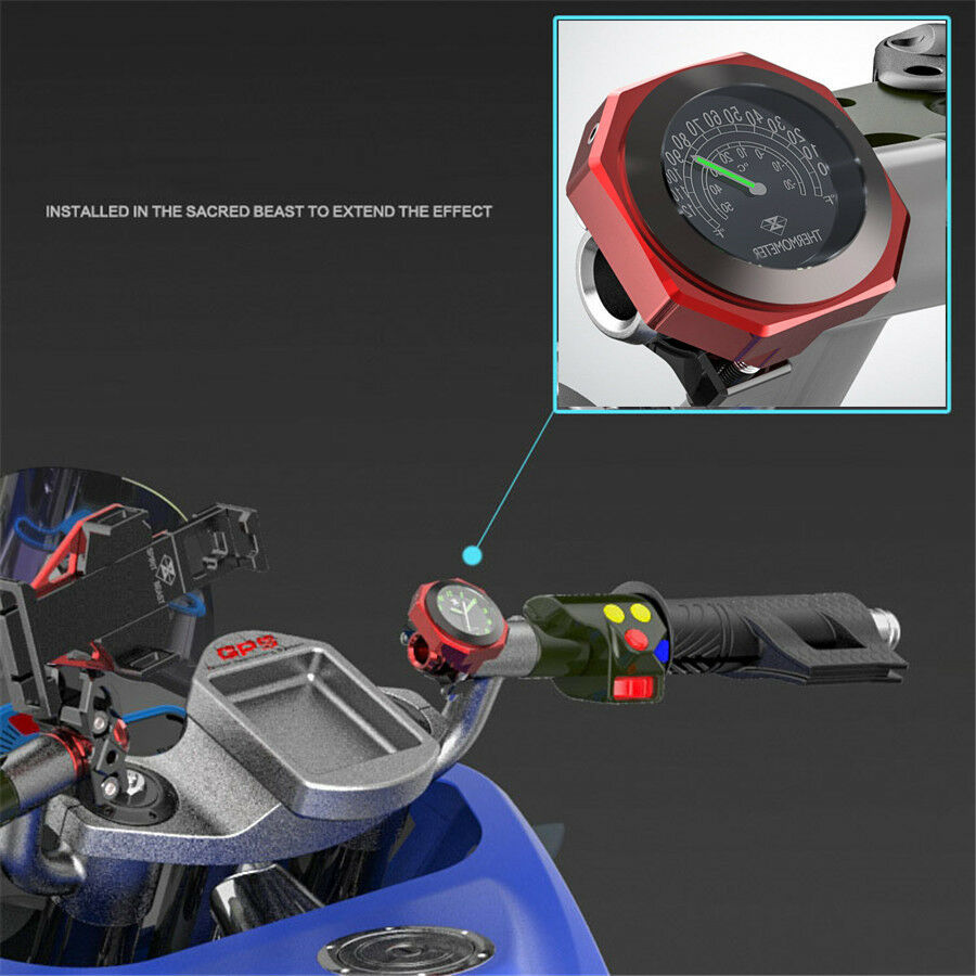 Black Universal Motorcycle Save Energy Modified Waterproof Luminous Thermometers