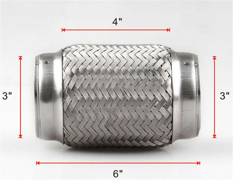 1Pcs Auto Car Exhaust Flex Pipe Stainless Steel Double Braid 3" Inlet x 6" Long