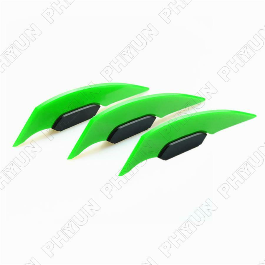 3 Pair Motorcycle Scooter Side Green Winglets Wind Fin Spoiler Decorative Trim
