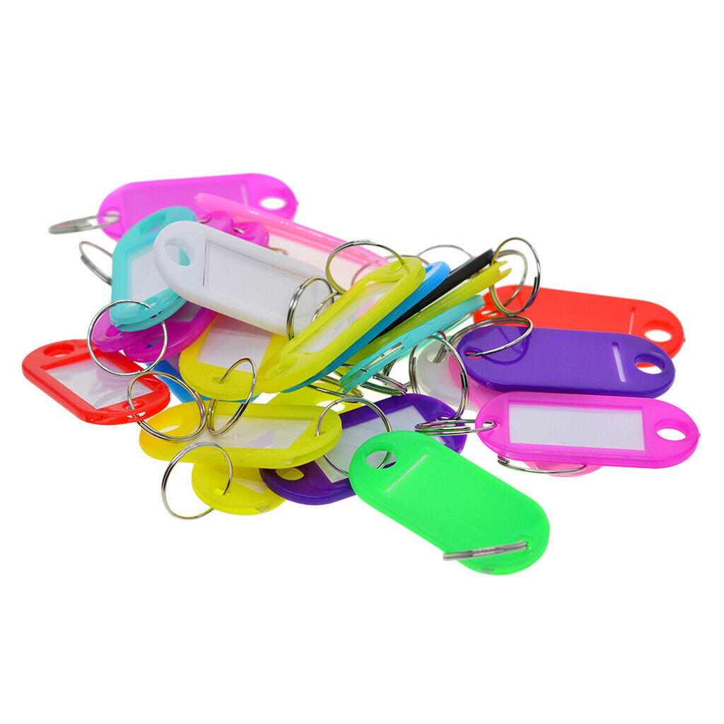 50x Key  Tags Plastic Assorted Name Label ID Keys Tag Luggage Fobs Lot