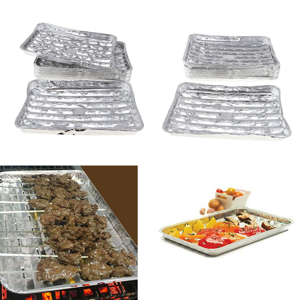 40pcs Rectangular Disposable Aluminum Foil Pan Outdoor Picnic BBQ Spare