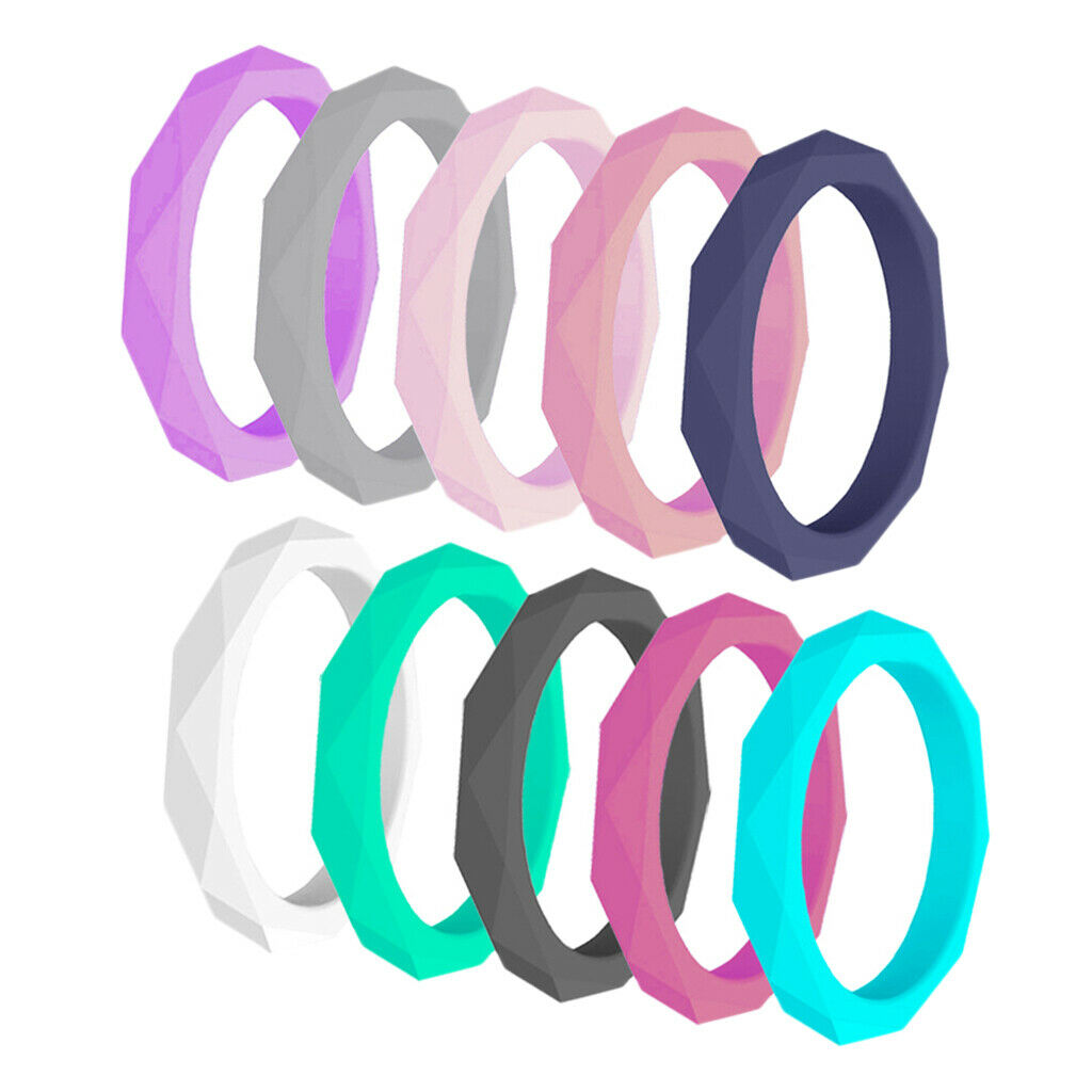 10 Pcs Men Women Rubber Silicone Wedding Ring Band Sport Outdoor Gift 6Yard