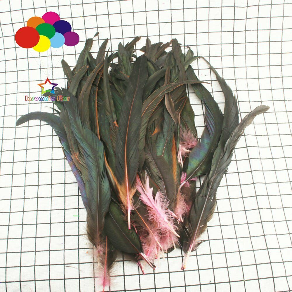 Pink dyeing 100 Pcs 12-14 Inch/ 30-35 cm Cock Chicken Tail natural Feathers