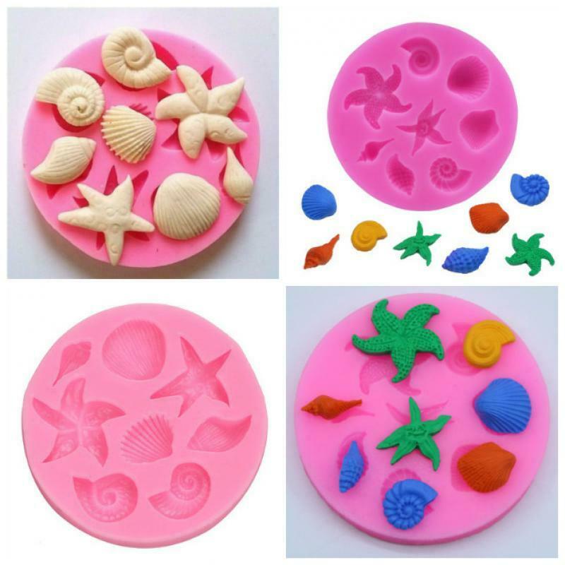 Sea Creatures Conch Starfish  Silicone Fondant Molds Chocolate DIY Cake Decorati