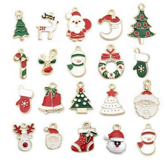 20pcs Drop oil alloy pendant Christmas pendant DIY necklace jewelry accessories