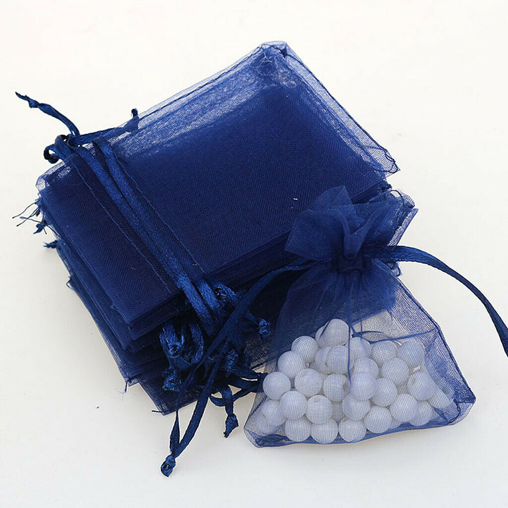 100pcs Organza Gift Jewellery Bags Pouches Wedding Favours Navy Blue