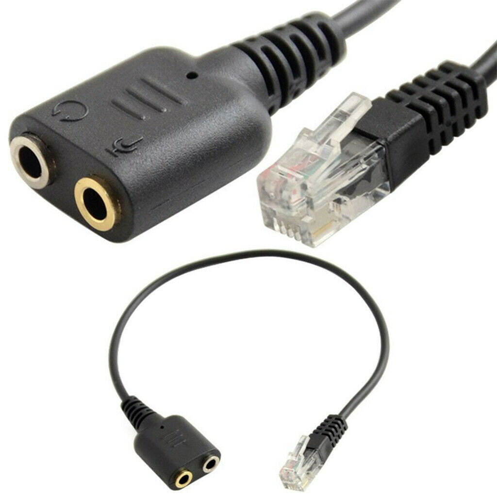25cm Double 3.5mm to RJ9 Headphone Adapter Cable for Avaya Yealink