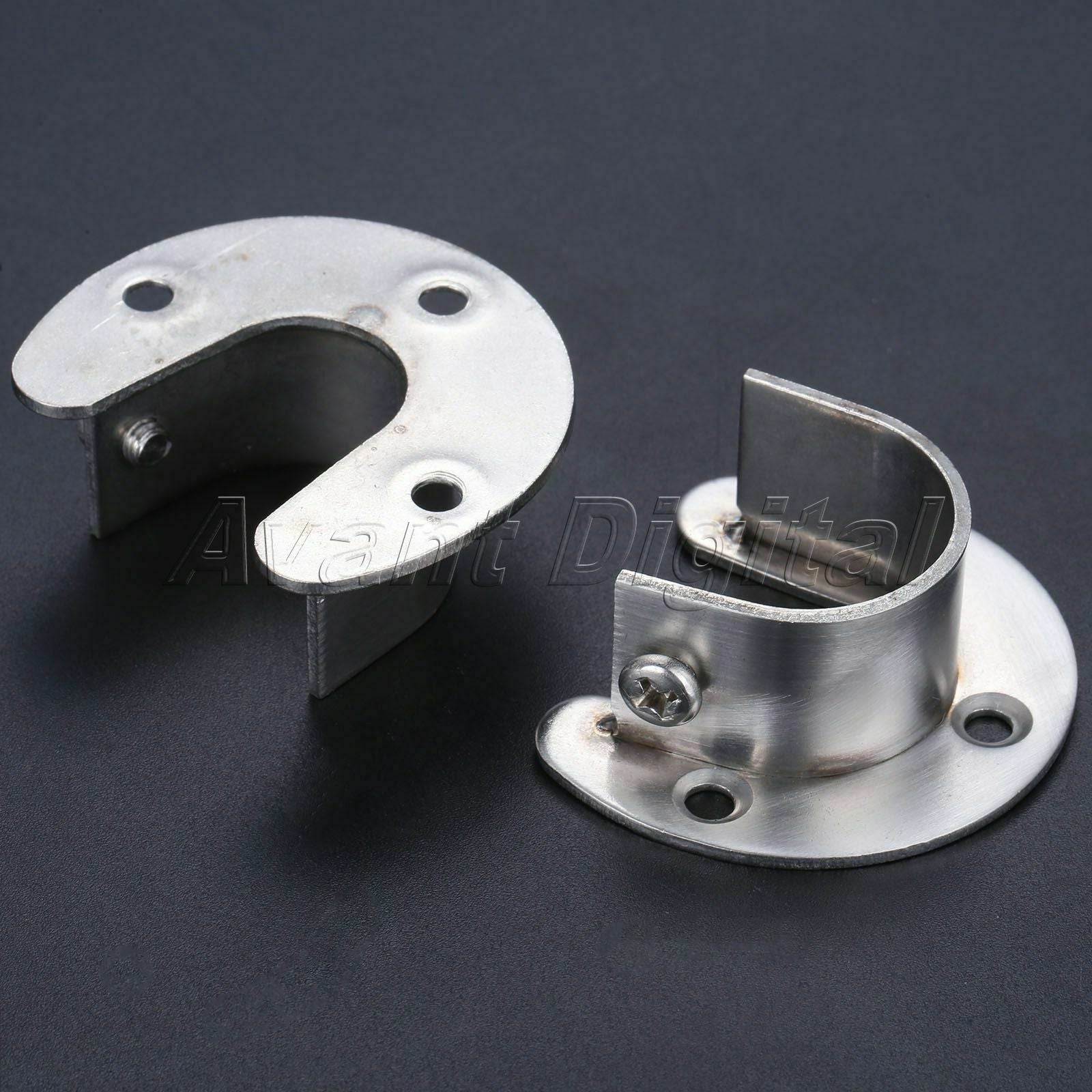 U-Shape Closet Clothes Pole Rod Flange Durable Support Holder Socket Bracket Set