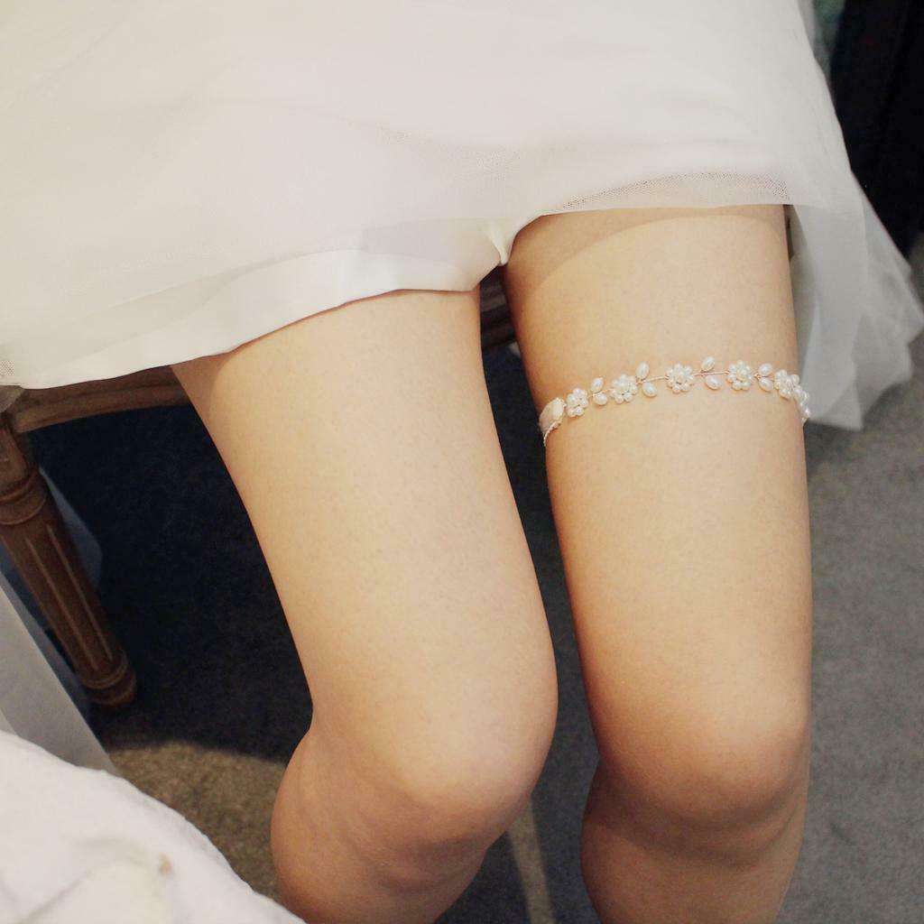 Pearls Wedding Garter Leg Garter Elastic Handmade Leg Garters for Bridesmaid