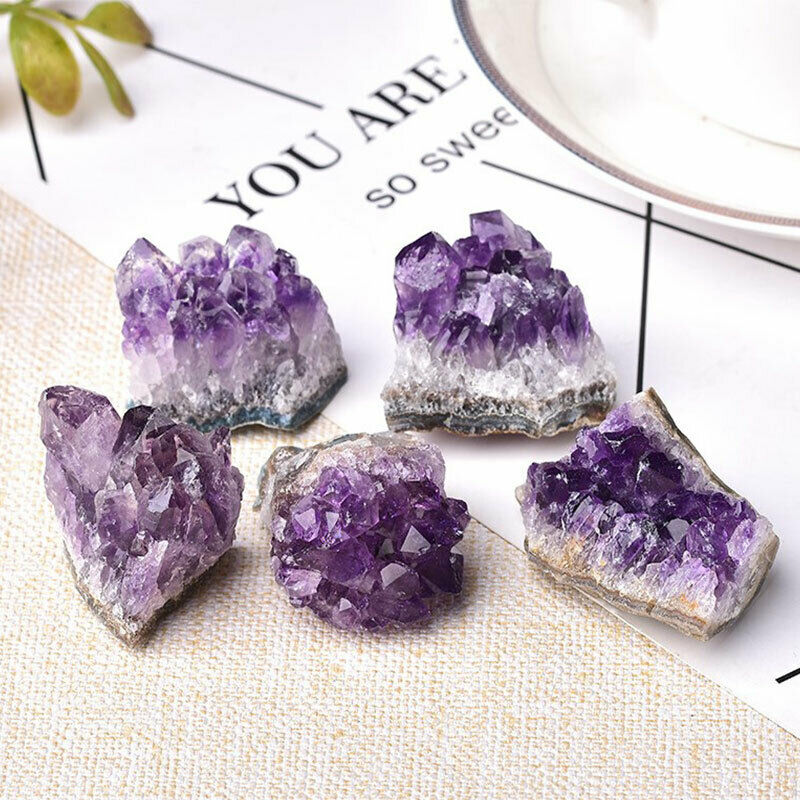 1PC Natural Amethyst Crystal Cluster Quartz Raw Crystals Healing Purple Ston SJ