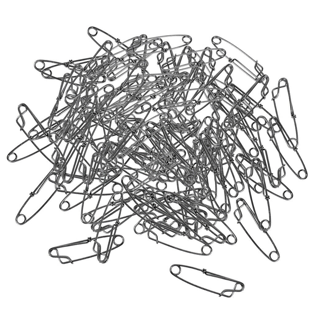 100Pcs Stainless Steel Longline Clips Hanger Snap Float Line Fishing Tackles