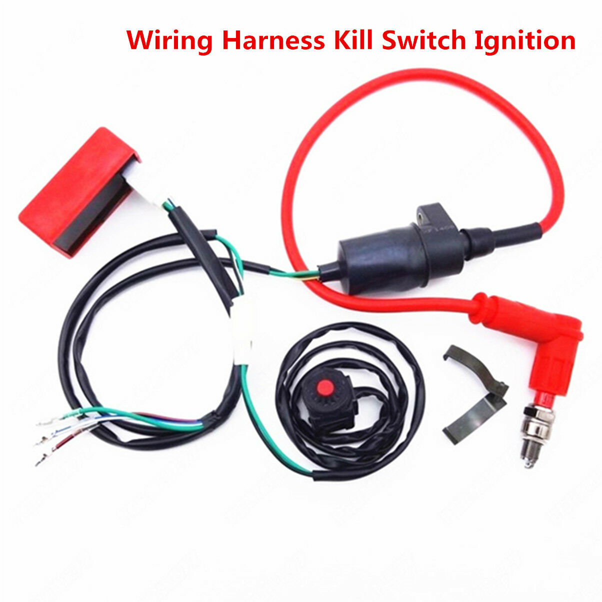 Wiring Loom On Off Switch Coil CDI Spark Plug Kit For 110cc 125cc 140cc Pit Bike