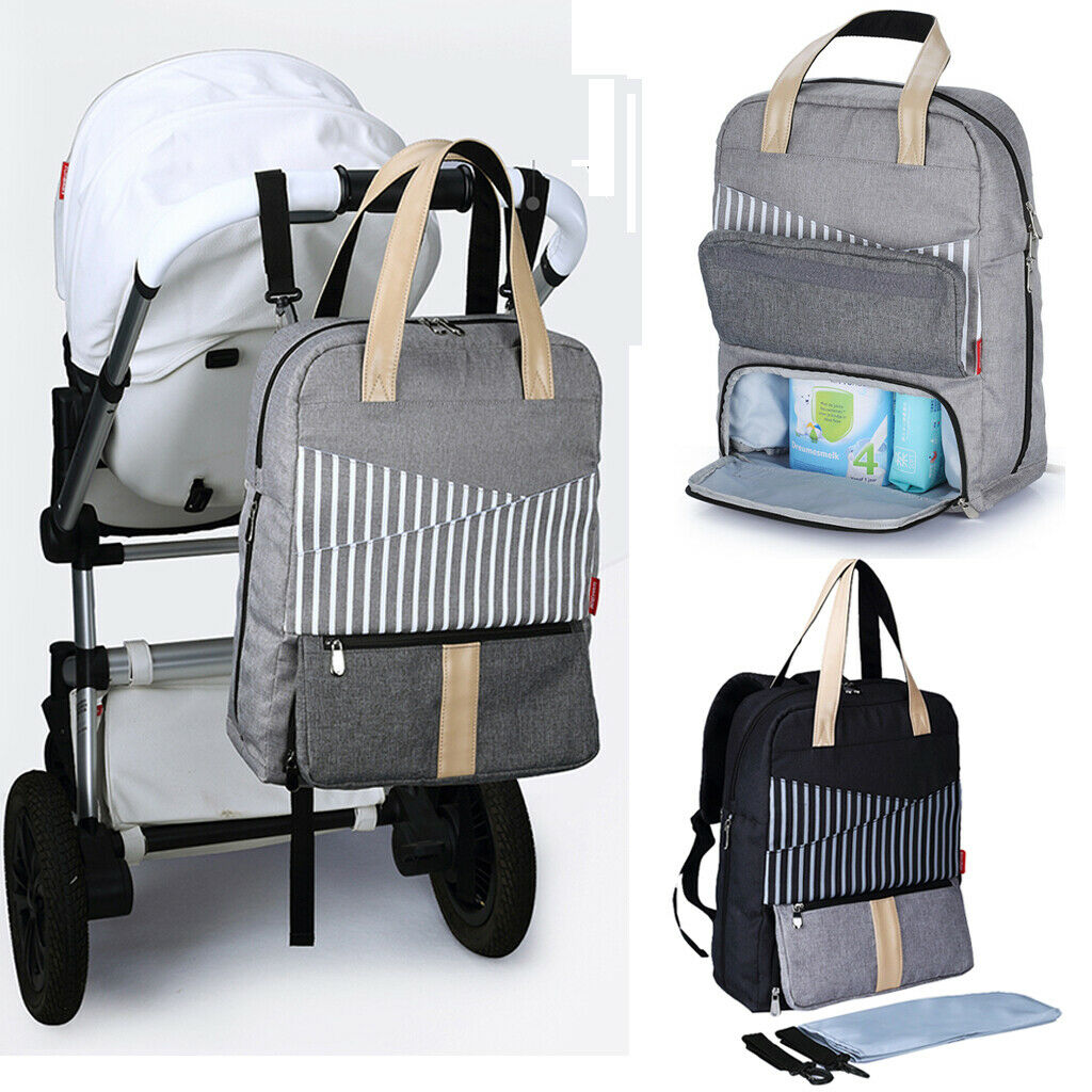 Waterproof Mummy Nappy Diaper Bag Baby Travel Changing Nursing Backpack Gray