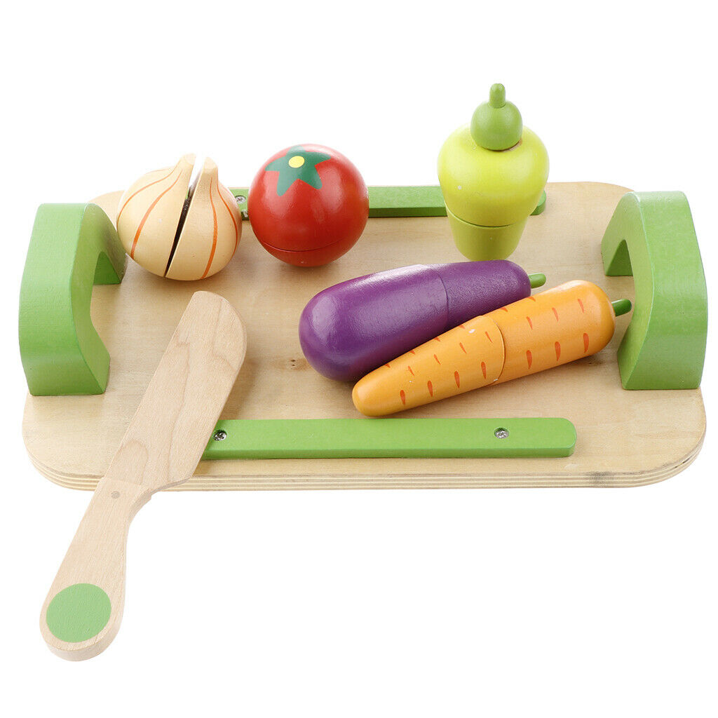 Wooden Cutting Fruit Food Fun Toys Magnetic Cooking Sets Pretend Food Playset