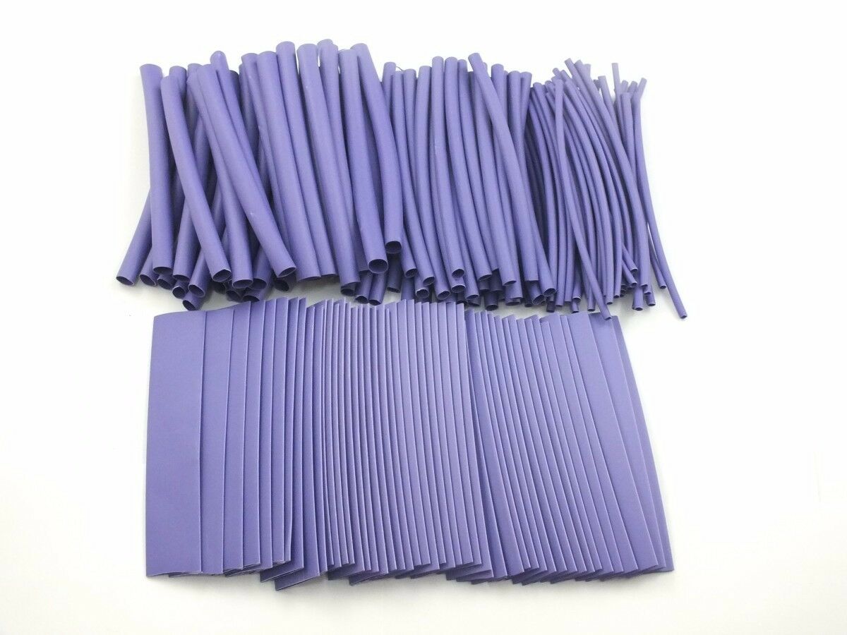 150PCS Pro-kit 4" shrinkable ratio 2:1 Heat Shrink Tubing Sleeve 6 Sizes Purple