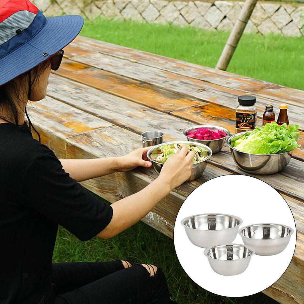 3Pcs Premium Stainless Steel Mixing Bowls Set, Home, Refrigerator, and Kitchen