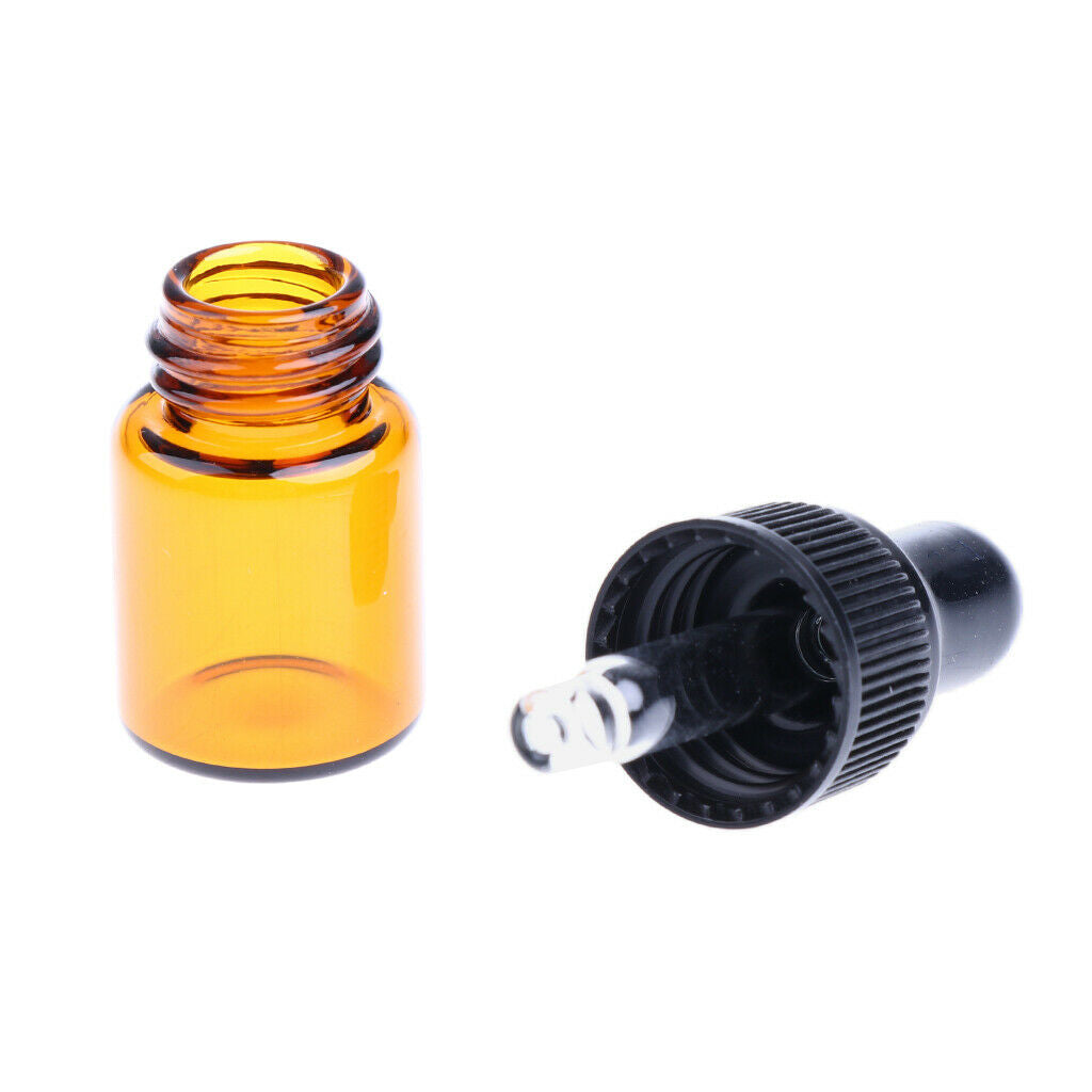20pcs Refillable Empty Glass Dropper Bottle with 1ml Carrying Case Essential Oil