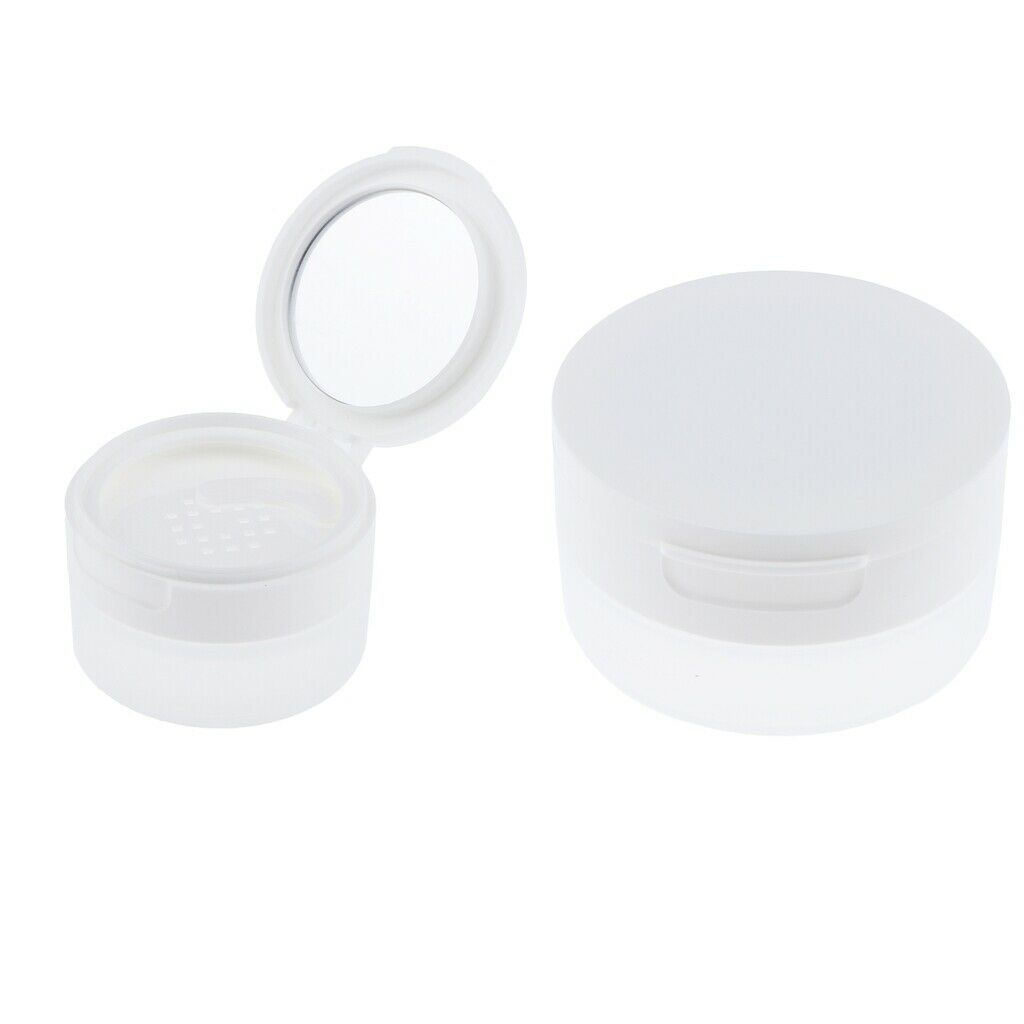 2x Travel Empty Makeup Loose Powder Container Pot Case w/ Mirror Sifter Lid