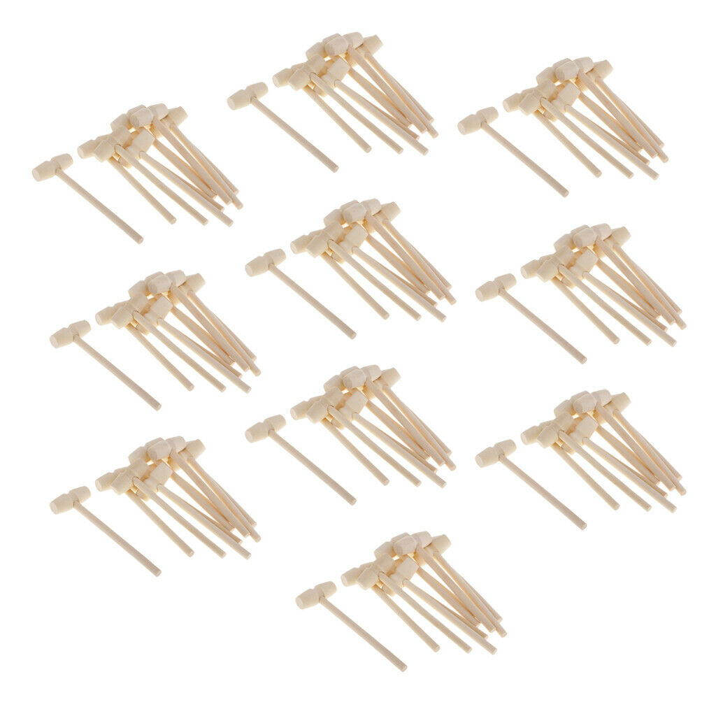 100 Pieces Mini Wooden Hammer Wooden Mallets for  Shell